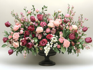 Fototapeta premium Elegant floral arrangement in a dark vase (1)