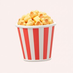 3D render of a bucket of popcorn in a cartoonish style