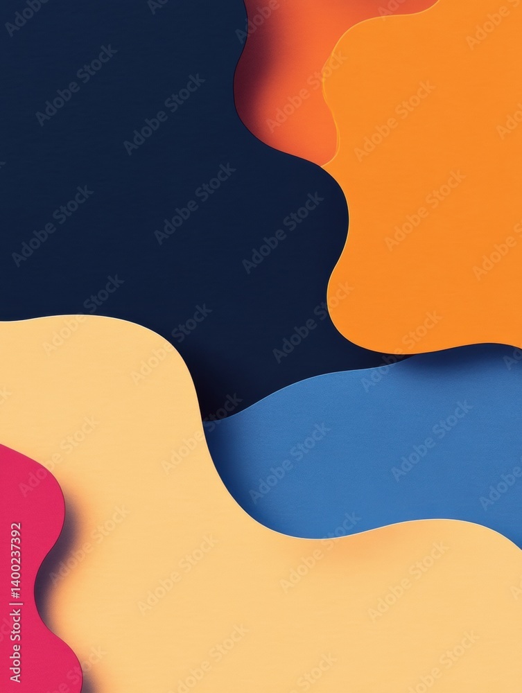 Aufkleber Colorful minimalist label sticker shapes with abstract forms and empty spaces for text in a vibrant design