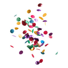 A vibrant assortment of colorful confetti scattered randomly, showcasing various shapes and textures in a lively display.