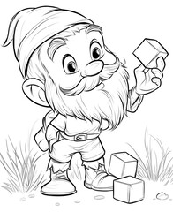 Obraz premium Coloring book for kids and adults, gnome.
