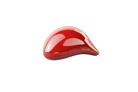 Glossy red abstract decorative object with sleek design and modern aesthetic