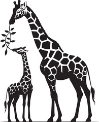 Black and White Giraffe Vector | Animal Silhouette Clipart Illustration	