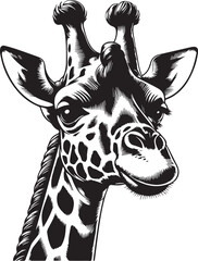 Black and White Giraffe Vector | Animal Silhouette Clipart Illustration	