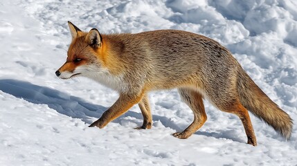 Fototapeta premium Fox Walking in Snowy Winter Landscape