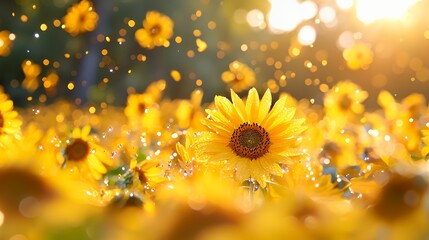Radiant sunflowers in a summer field © argan