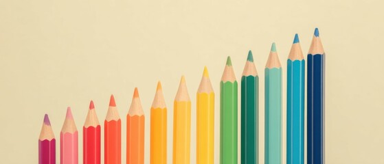Colorful Pencils in Ascending Order Representing Educational Growth