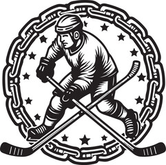 American Ice Hockey Team Silhouette Emblem | Winged Sports Crest Design