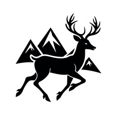 Majestic Deer Running Through Snowy Mountains