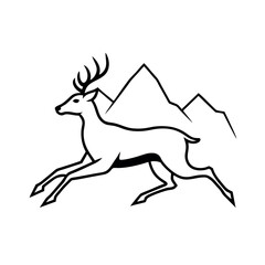 Majestic Deer Running Through Snowy Mountains