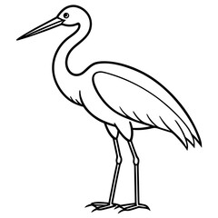 Clean Stork Line Drawing Vector