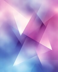 Fototapeta premium Abstract pastel vector of overlapping geometric ink triangles on a faded lavender-blue background, side angle, soft diffused lighting, minimal yet expressive branding texture, clean layout