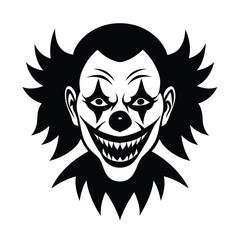 creepy clown face vector art silhouette