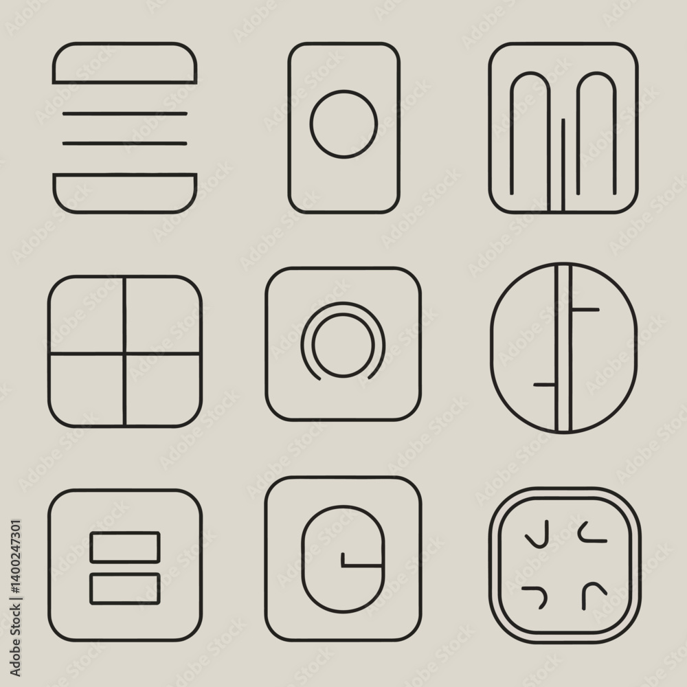 Poster minimalist line art icons for ui design and abstract concepts