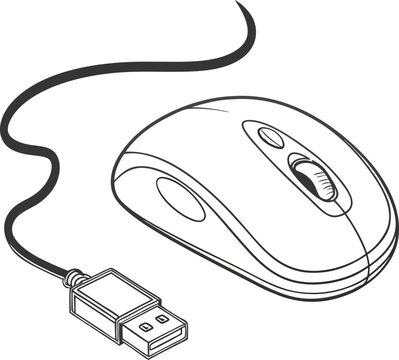recommend clip art: Drawn continuous one line computer mouse logo. Vector illustration, Computer Mouse Black Stroke Linear Icon, Mouse computer one continuous single line art drawing. Minimal art style. Computer mouse