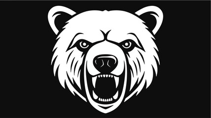 Fierce white bear. Vector against black.