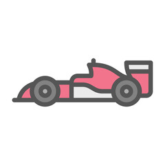 formula one filled outline icon. racing car color line illustration.