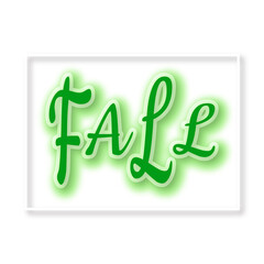 FALL Text Graphic with Green Leaf Design, Autumn Season Typography