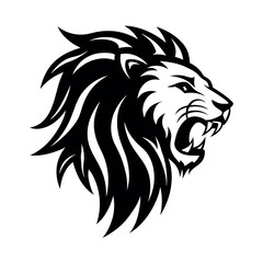 Powerful roaring lion head graphic design