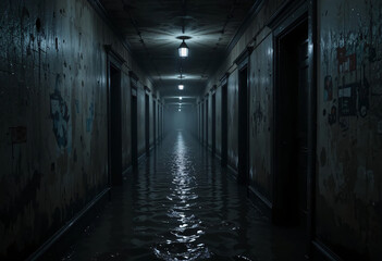 Obraz premium tunnel in the dark flooded