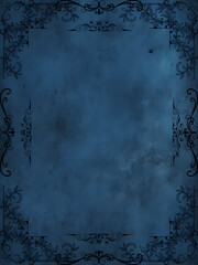 blue grunge background with floral ornament