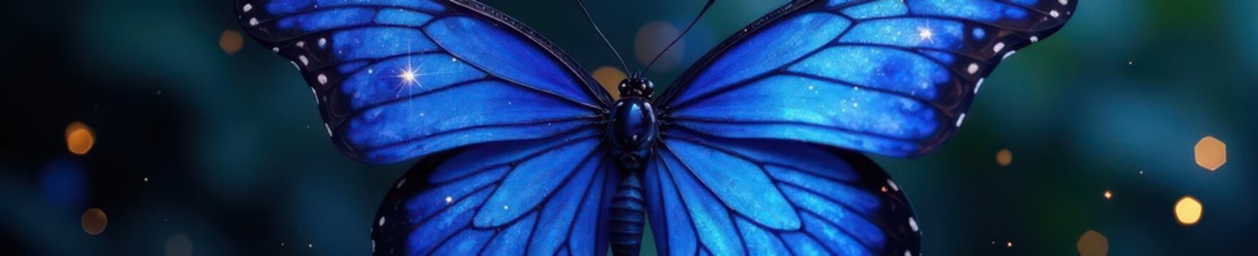 Deep sapphire butterfly wings, delicate veins, ethereal glow ,  color,  image