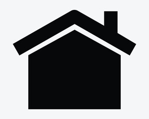 House Shape Outline Black White Icon Home Homepage Residence Residential Sign Flat Silhouette Real Estate Property Dwelling Chimney Vector Illustration