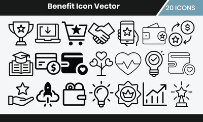 I set of benefit web icons liner vector, or set of winner icon design. 
