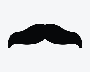 Thick Men Moustache Classic Facial Hair Curly Design Retro Vintage Style Barber Old Face Italian Patter Hipster Mouth Man Gentlemen Black Vector Icon Symbol