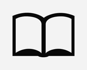 Open Book Icon Study Reading Read Page Textbook Library Document Education Bible Dictionary Novel Publication Diary Black White Symbol Sign Vector App