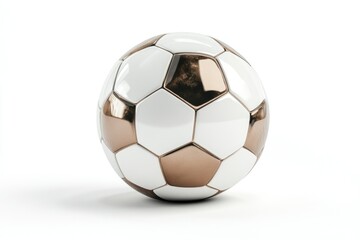 Fototapeta premium Isolated Soccer Ball Close Up with White and Bronze Color Scheme