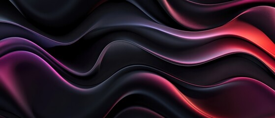 Obraz premium Abstract waves of dark matter with a touch of red and purple creating a mesmerizing and elegant background