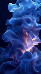 Obraz premium Mesmerizing Blue and Purple Smoke Phone Wallpaper Swirling Abstract Shapes on Dark Background | Vertical HD Mobile Background