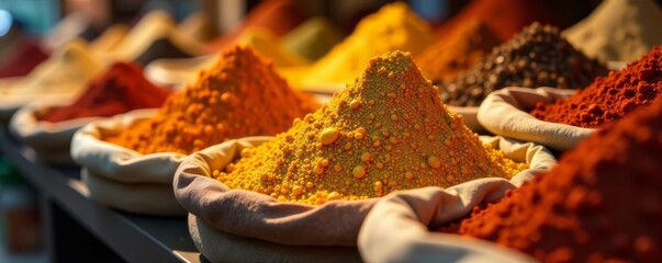 Close-up of variety of spices in small bags at famous market, variety, Israel, spices © DITSARAPHAN