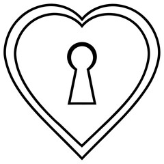 Elegant Heart Lock Line Drawing