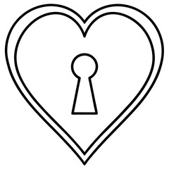 Elegant Heart Lock Line Drawing