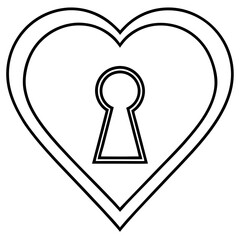 Elegant Heart Lock Line Drawing