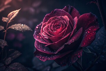 red rose with water drops