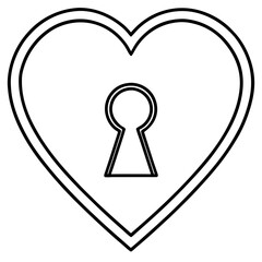 Elegant Heart Lock Line Drawing