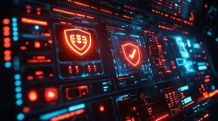 Futuristic security system digital interface