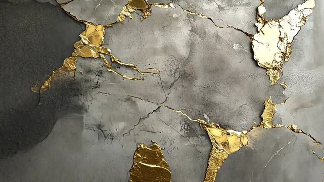 Abstract Texture Featuring Gray Background with Golden Cracks for Decorative Use