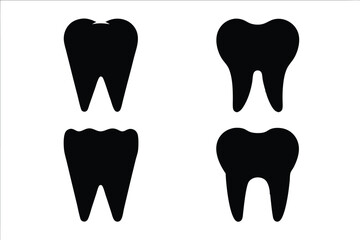 tooth silhouette vector set, tooth icon collections 
