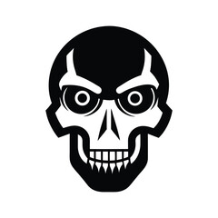 a black and white cybernetic skull.eps