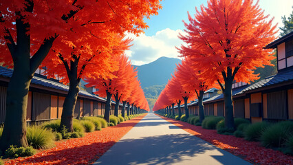 秋の古民家通り