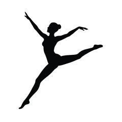 dancer mid jump vector art silhouette