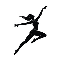 dancer mid jump vector art silhouette