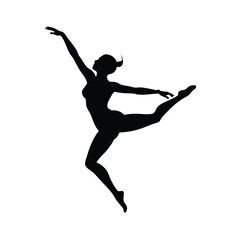 dancer mid jump vector art silhouette