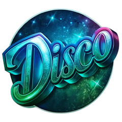 Colorful Disco Typography Design with Starry Background  
