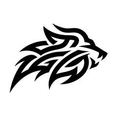 Obraz premium This abstract logo has a bold and elegant design, featuring flowing lines that emphasize movement and power. The tribal or vector art style makes it perfect for sports teams, equestrian businesses, ta