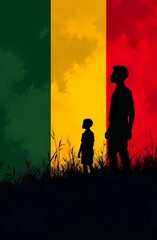 Fototapeta premium Black history month, day nineteen. Creative modern red, yellow, green colors. bB African style in traditional colors for black history month kwanzaa and day nineteen.